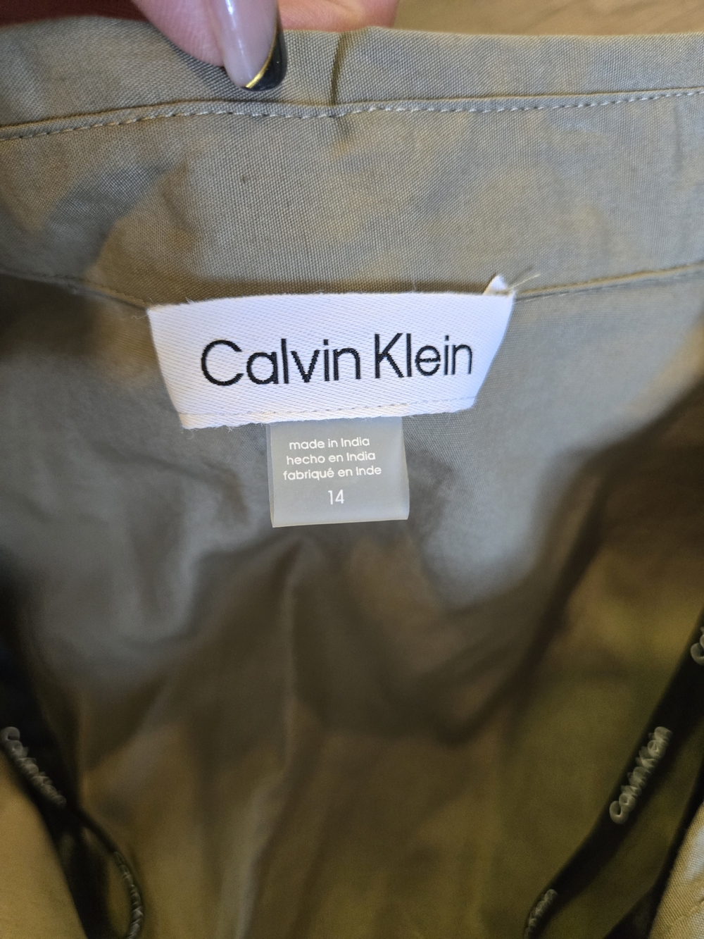 Calvin Klein Olive Button-Front Tiered Shirt Dress - Picture 2 of 3